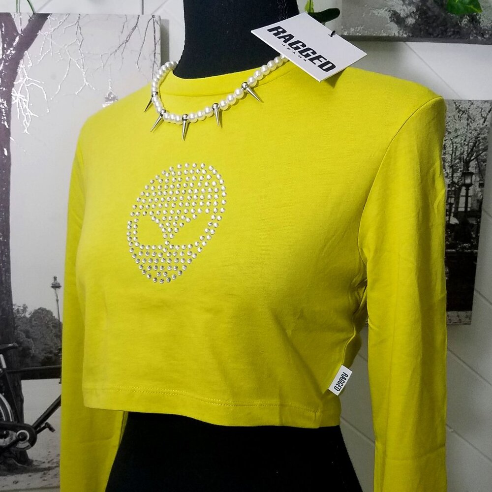 The Ragged Priest Alien Sequin Crop Tee